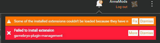 Vortex reporting an extension as unable to be installed and 4 ...