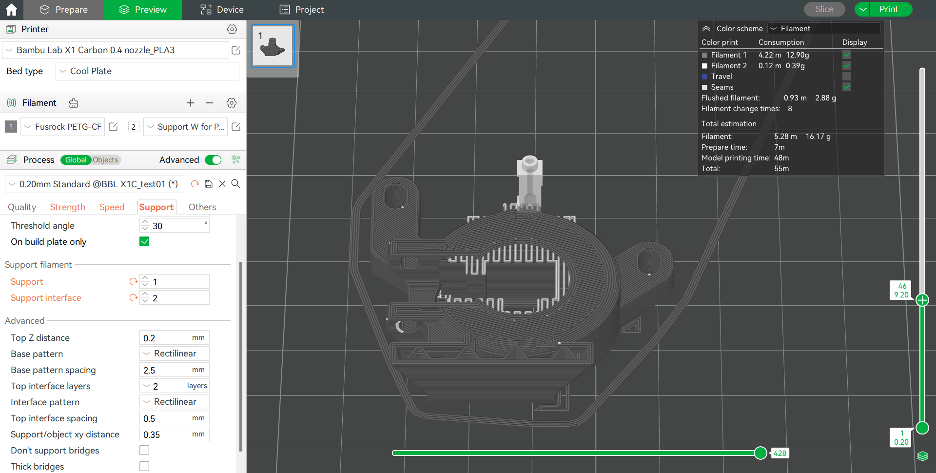[BUG / 01.01.00.14 / Windows] Support filament disappear when Layer ...
