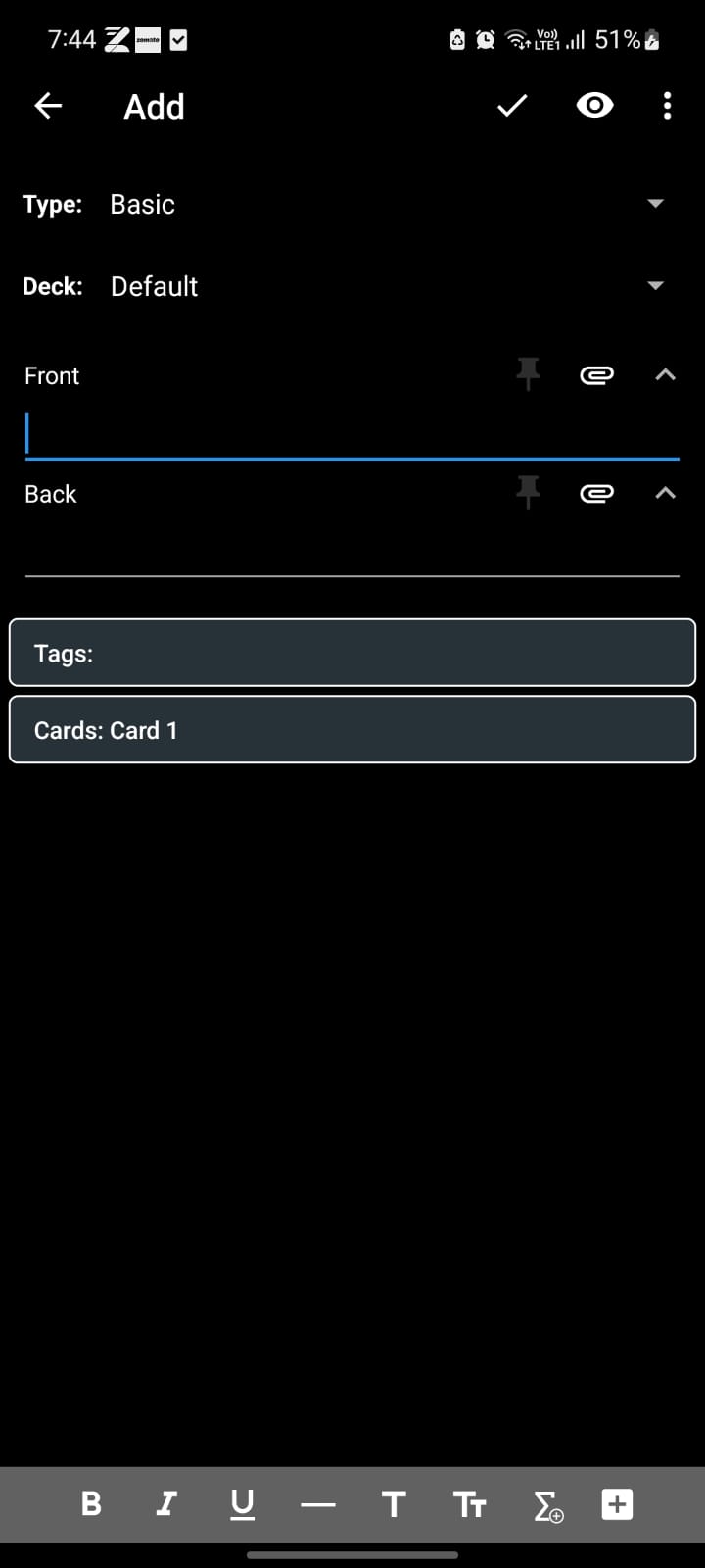 Higher contrast in the Tags and Cards options in the Note Editor (in