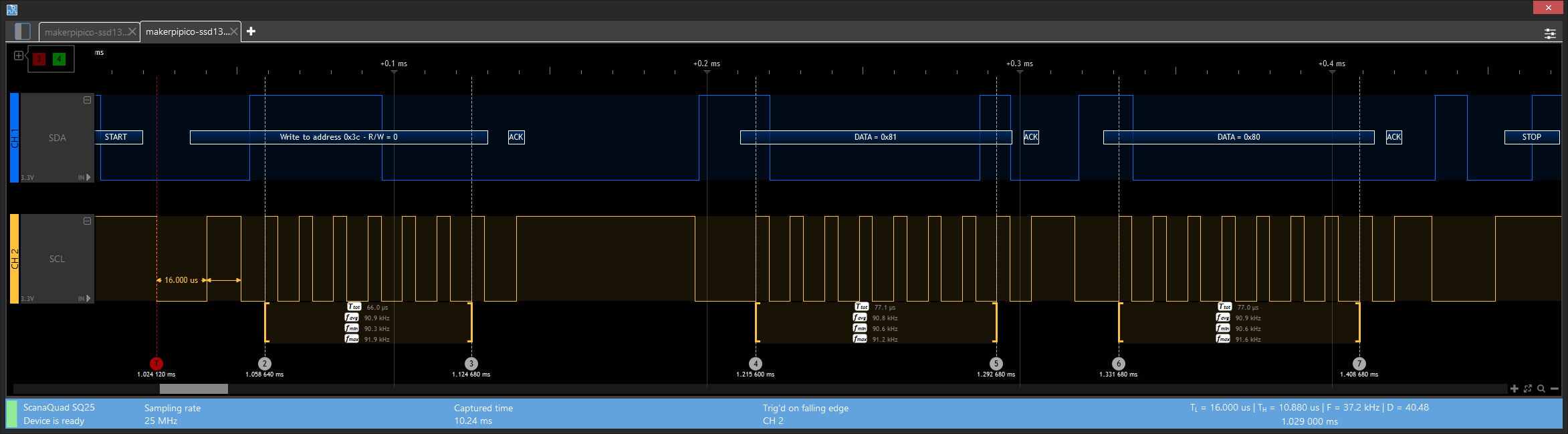 I2c Default Clock Speed For Pi Pico RP2040 Is 90 9kHz and 400kHz Is 