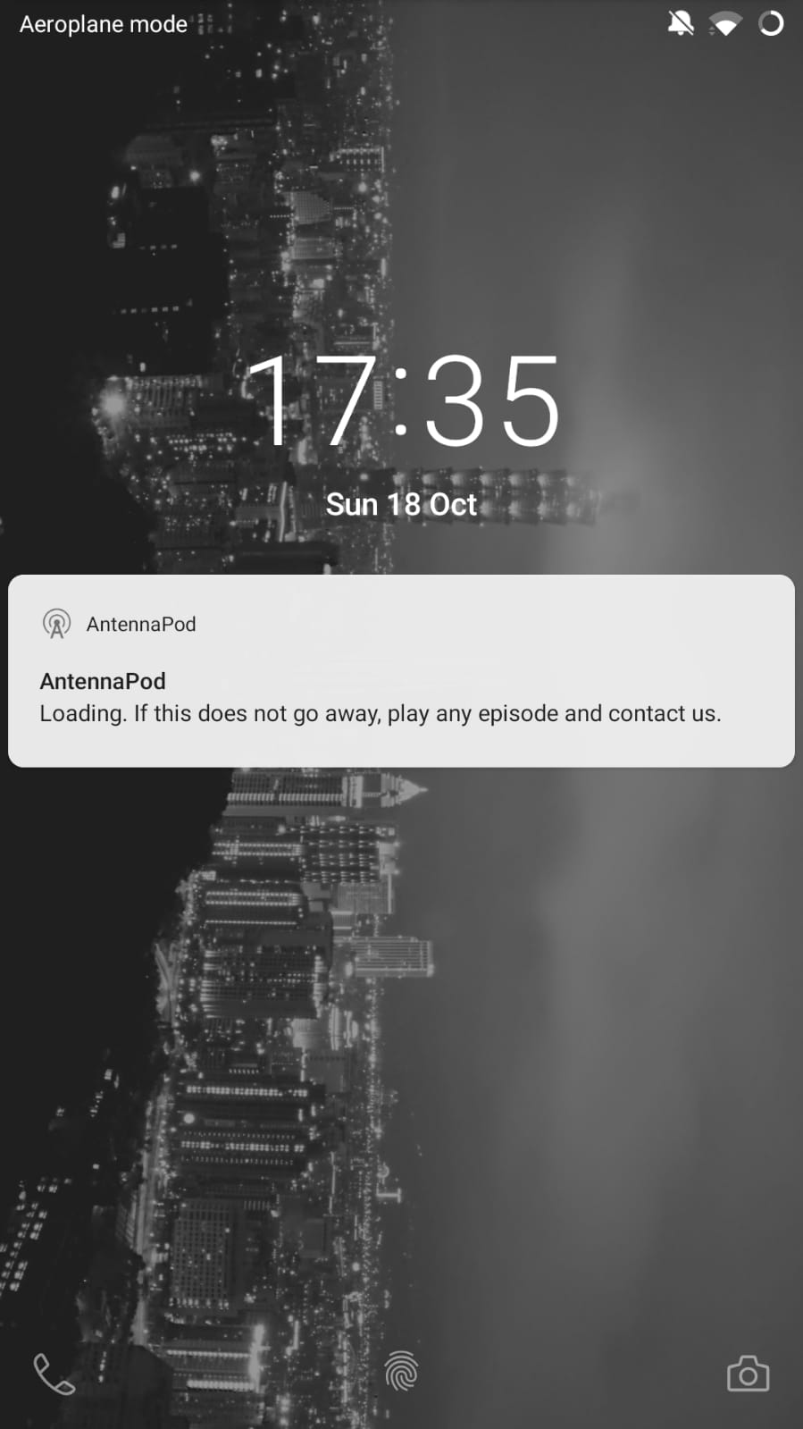 Screenshot of notification