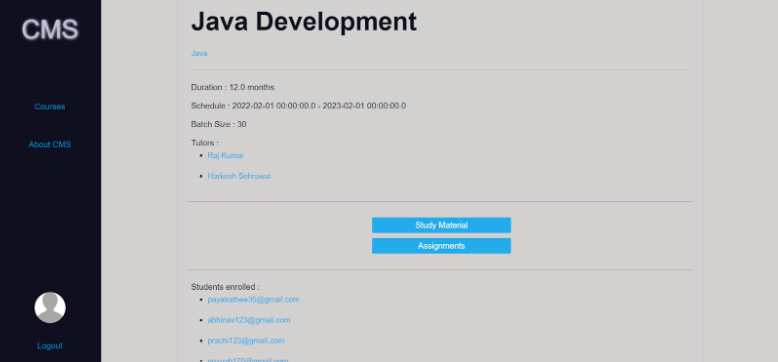 Github Abhi 146 Course Management System