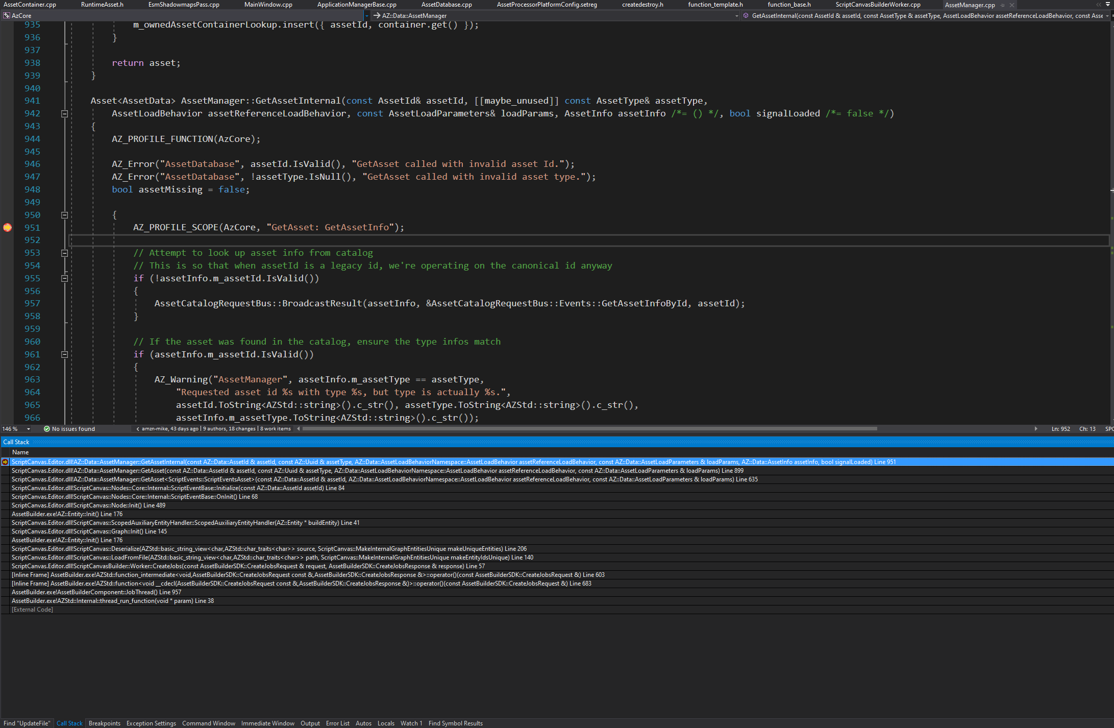 Script Canvas builder loads other product assets during the CreateJobs ...