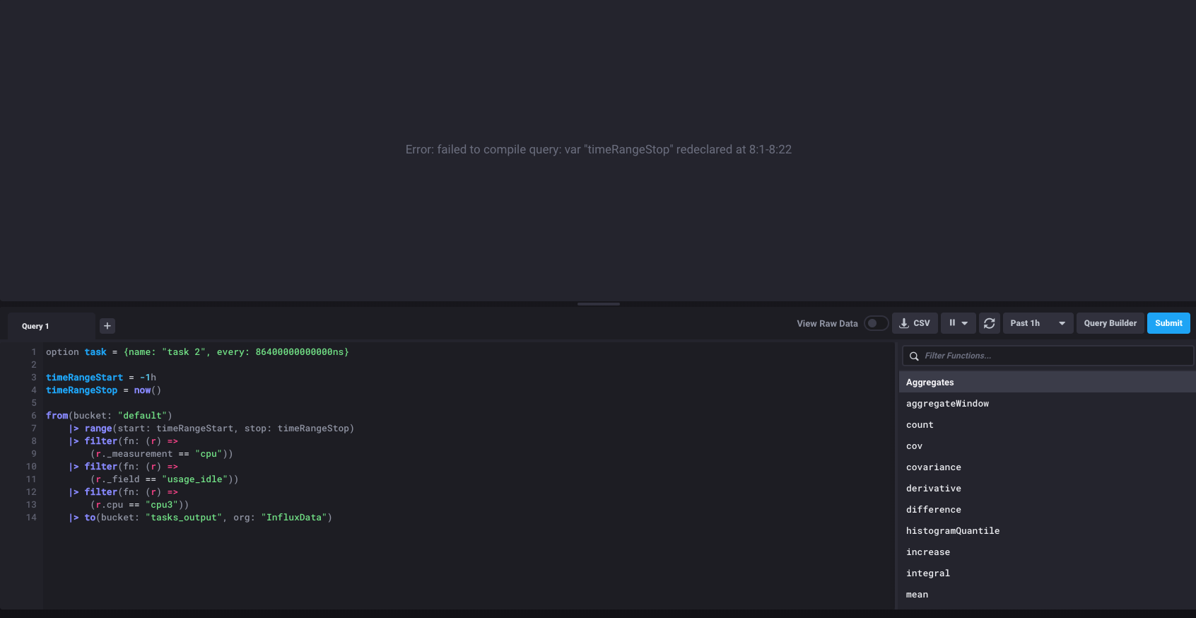 InfluxDB 2.0: Task API - variable assignment in task generator breaks ...