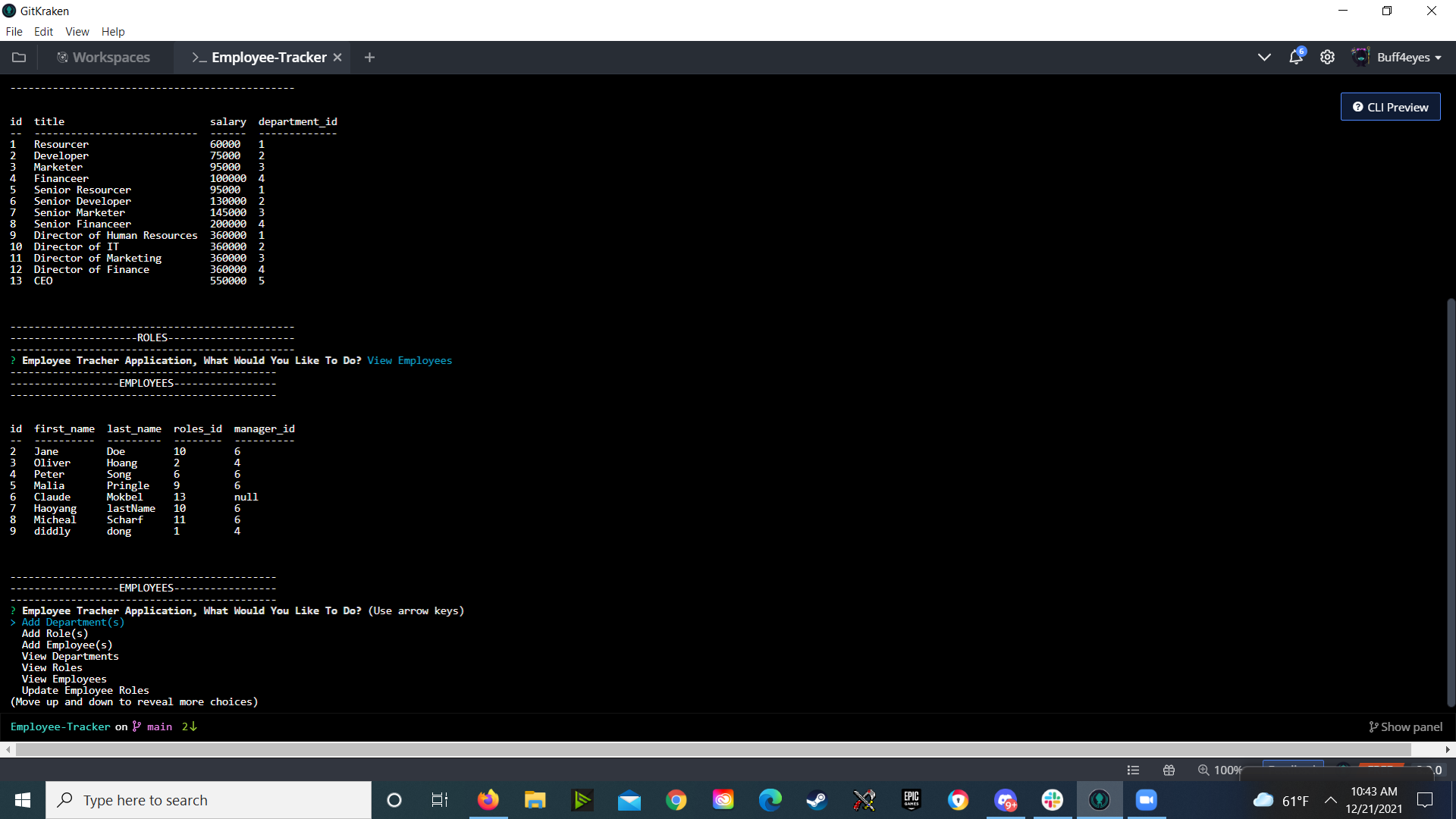 GitHub - cmokbel1/Employee-Tracker · GitHub