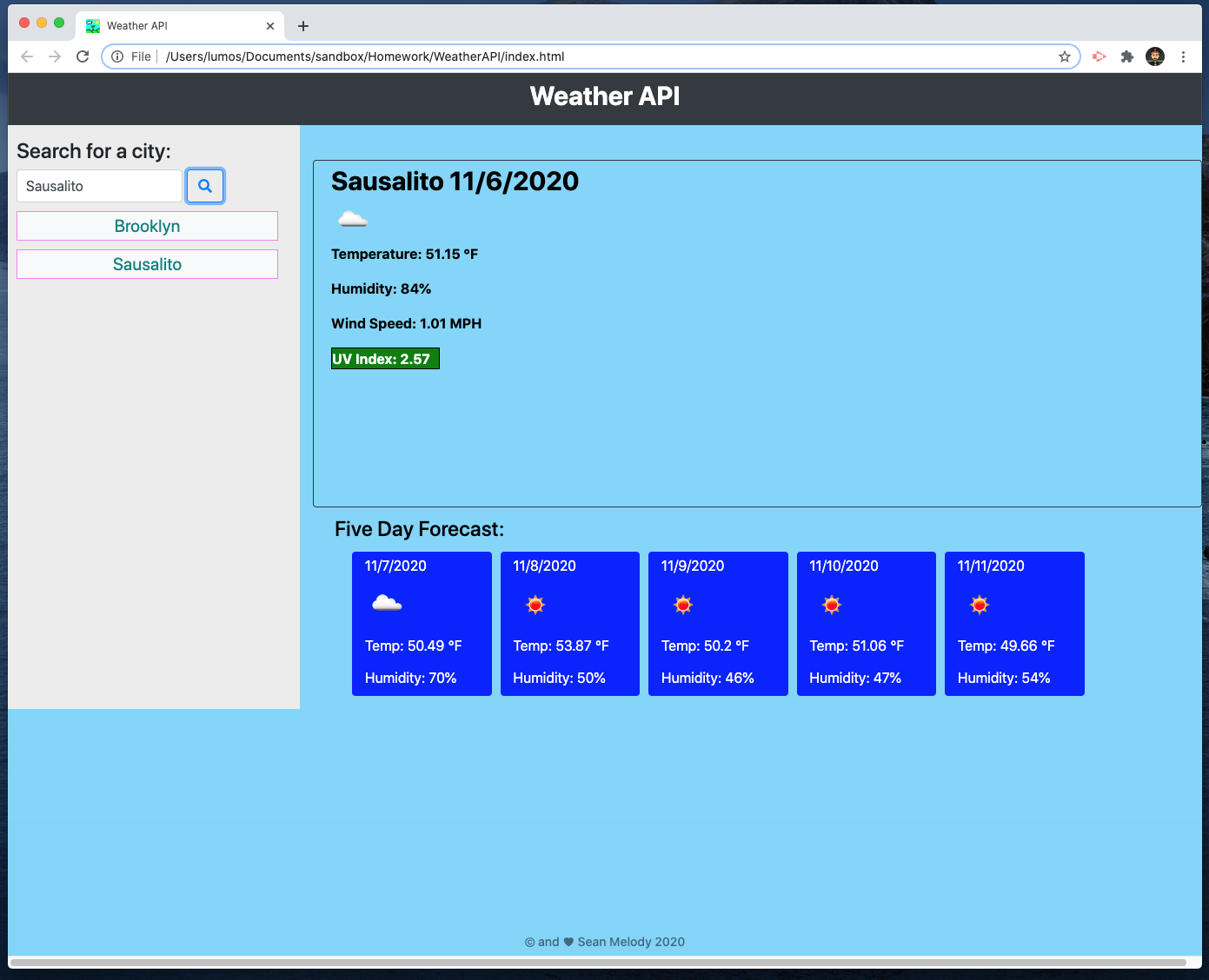 GitHub - SeanMelody/Weather-API: Weather App using an API