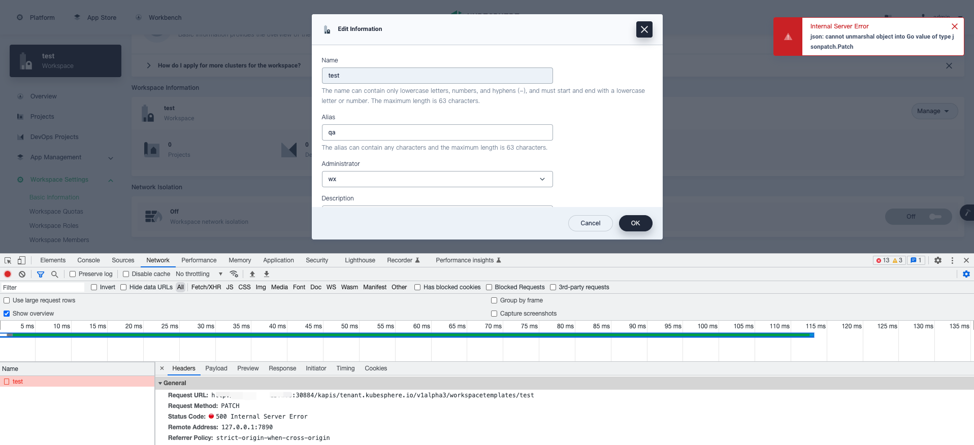 The basic information of worksapce can not be edit · Issue #5254 ...