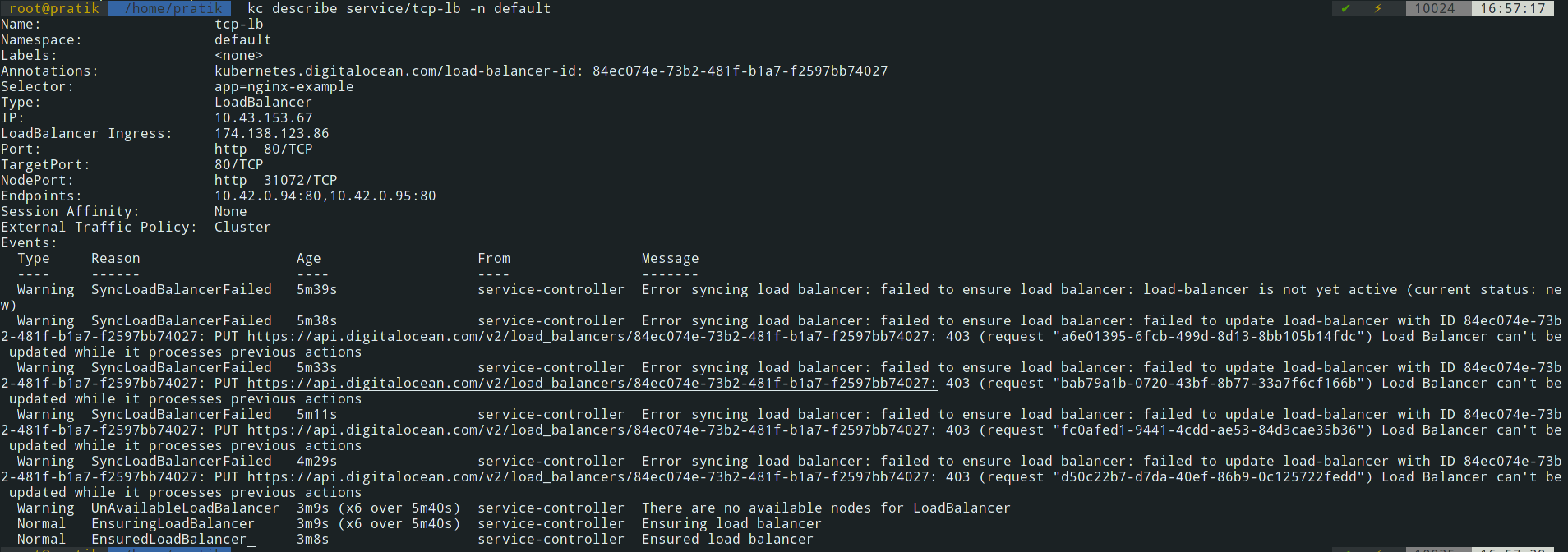 Loadbalancer is not adding any droplets in k3s Multinode cluster