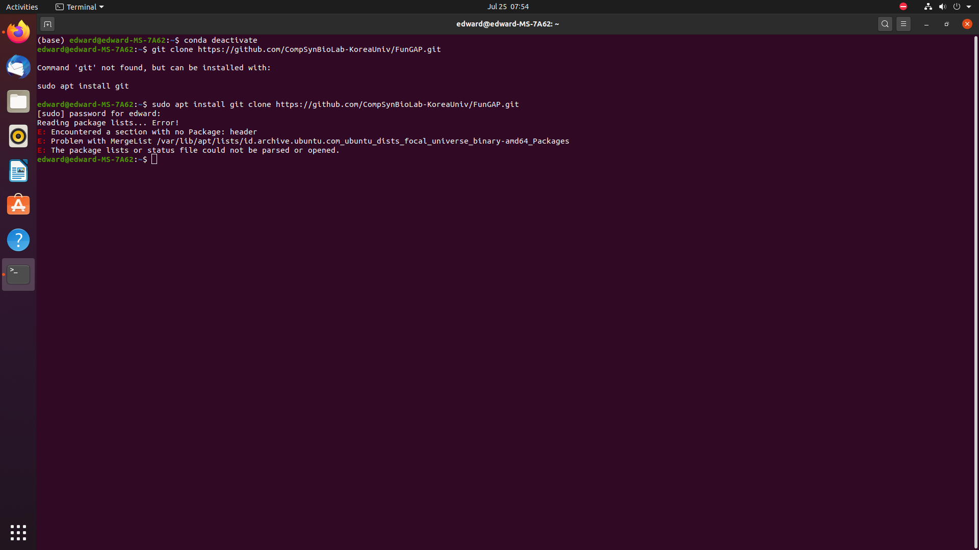Error when installing funGAP · Issue #47 · CompSynBioLab-KoreaUniv ...