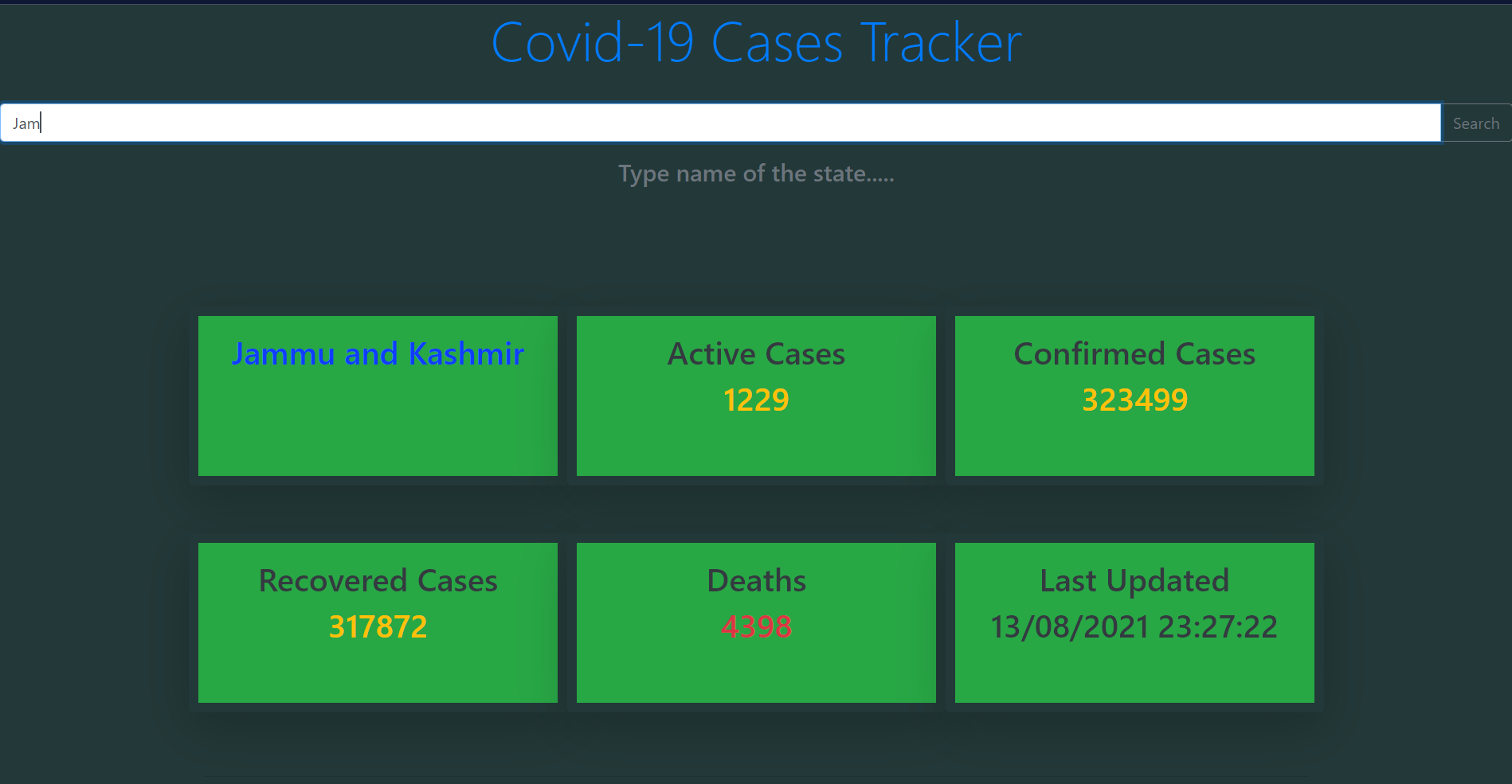 GitHub - abhimanyuparashar/Covid_19-Tracker