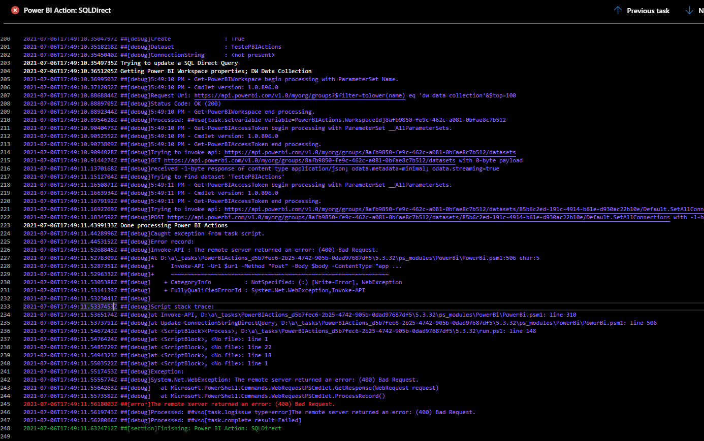 Update SQL Direct Query String return (400) Bad Request. · Issue #295 ...