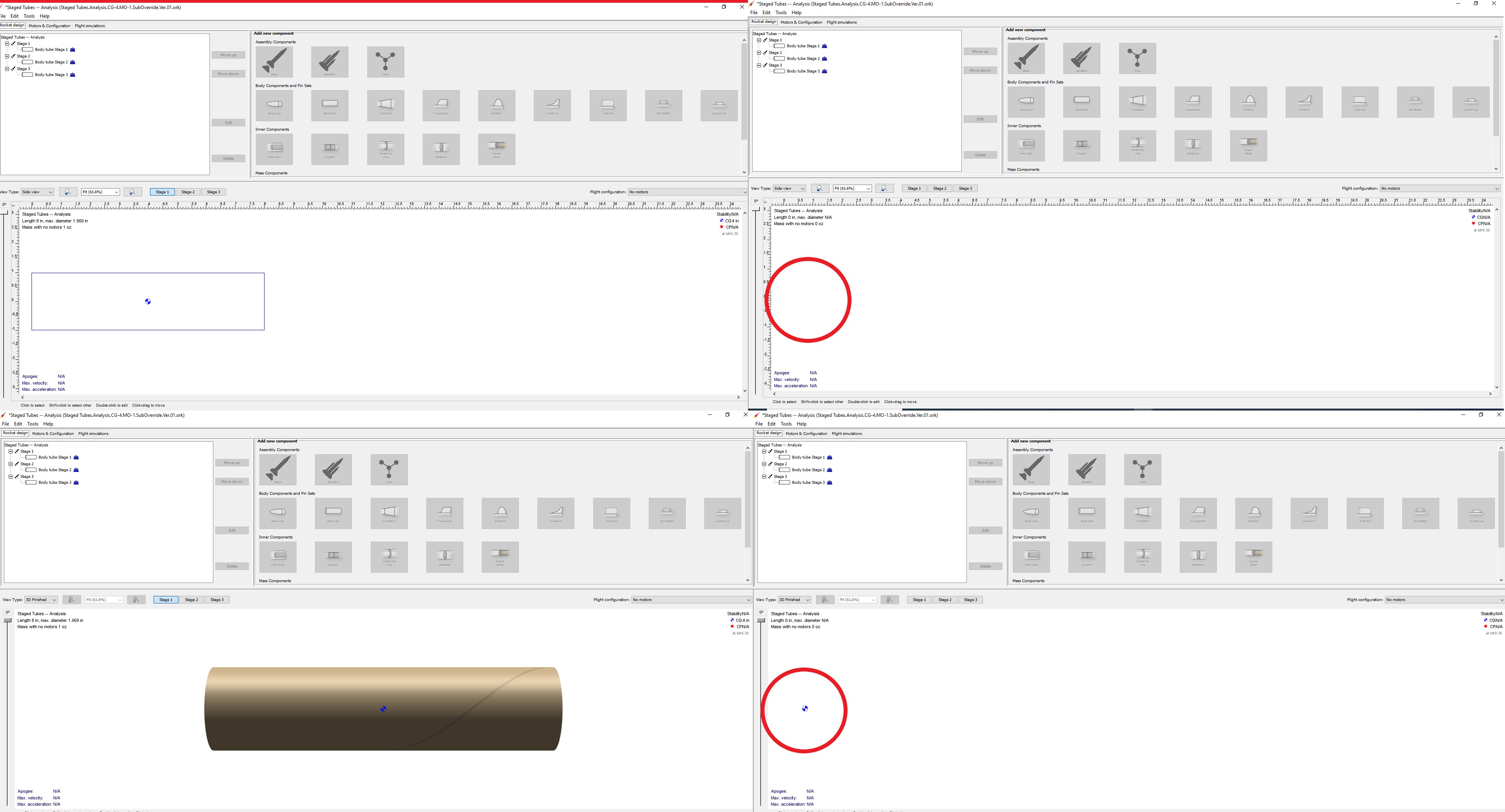 Side view CG display inconsistent with 3d Finished view when all stages ...