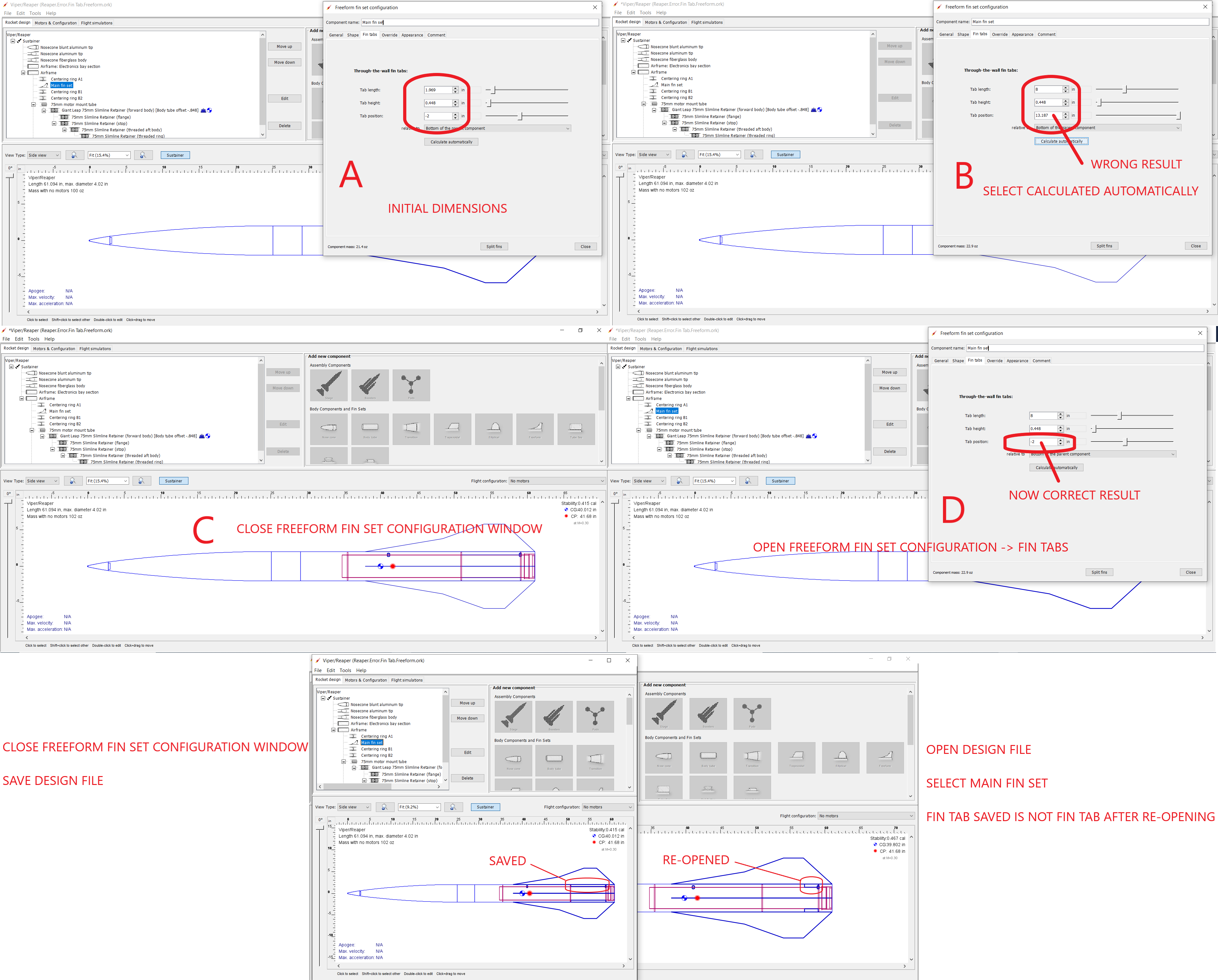 Freeform fin set tab length is different when opened than when saved ...