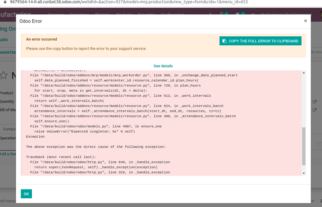 Error in work orders tab of manufacturing · Issue #75766 · odoo/odoo ...