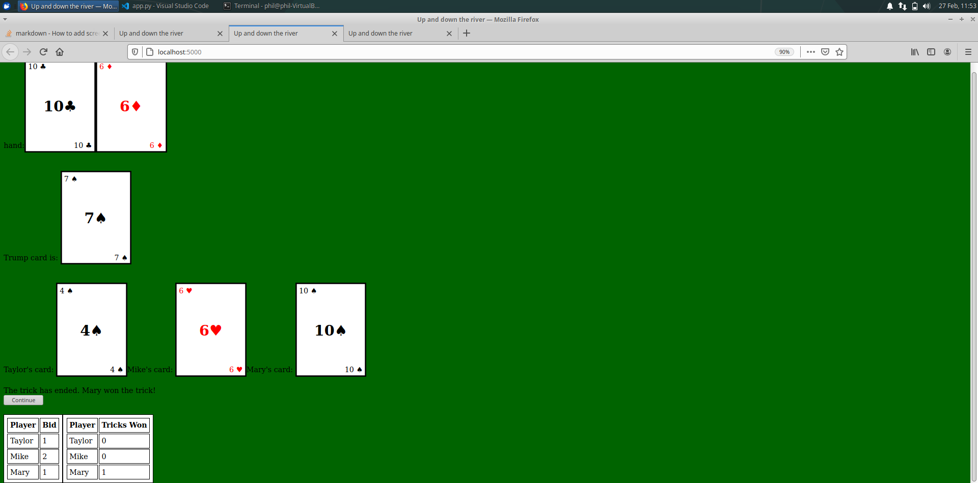 GitHub philoxnard/up_and_down_the_river Online multiplayer version of the classic card game