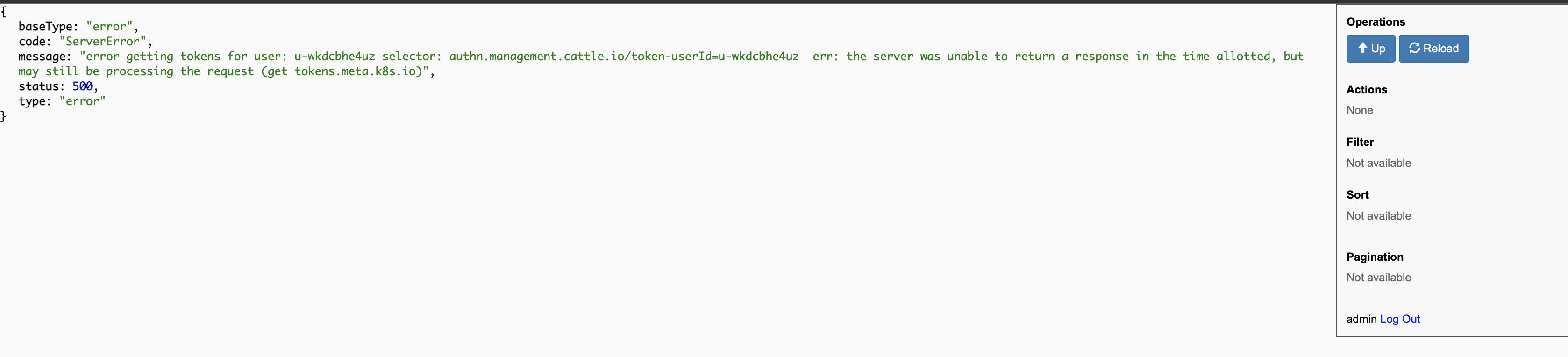 [BUG] /v3/tokens API returns 500 server error. err: the server was ...