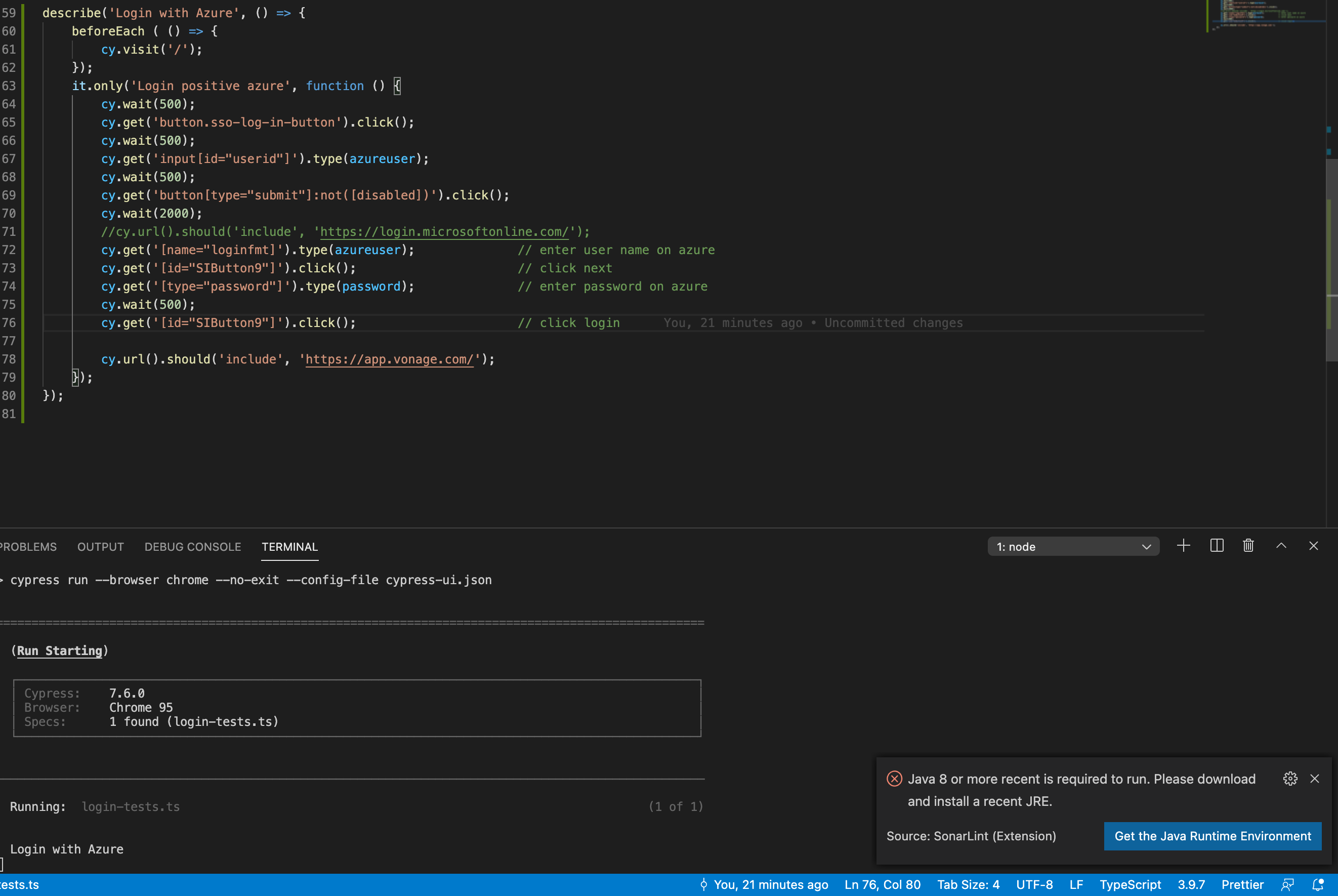 Cypress bar disappeared during a test · Issue 18680 · cypressio