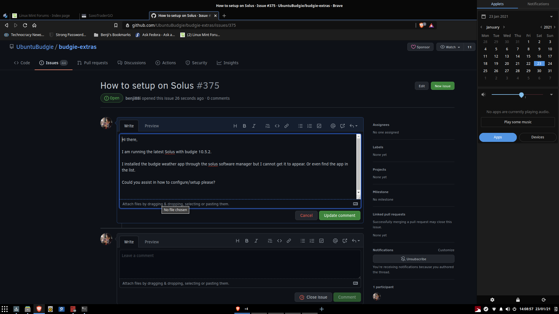 How to setup on Solus · Issue #375 · UbuntuBudgie/budgie-extras · GitHub