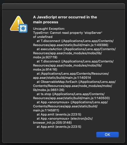 4.0.0-beta.1 - Crash on exit · Issue #1356 · lensapp/lens · GitHub