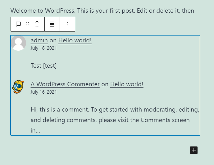 Latest Comments block does shortcodes · Issue #33495 · WordPress ...