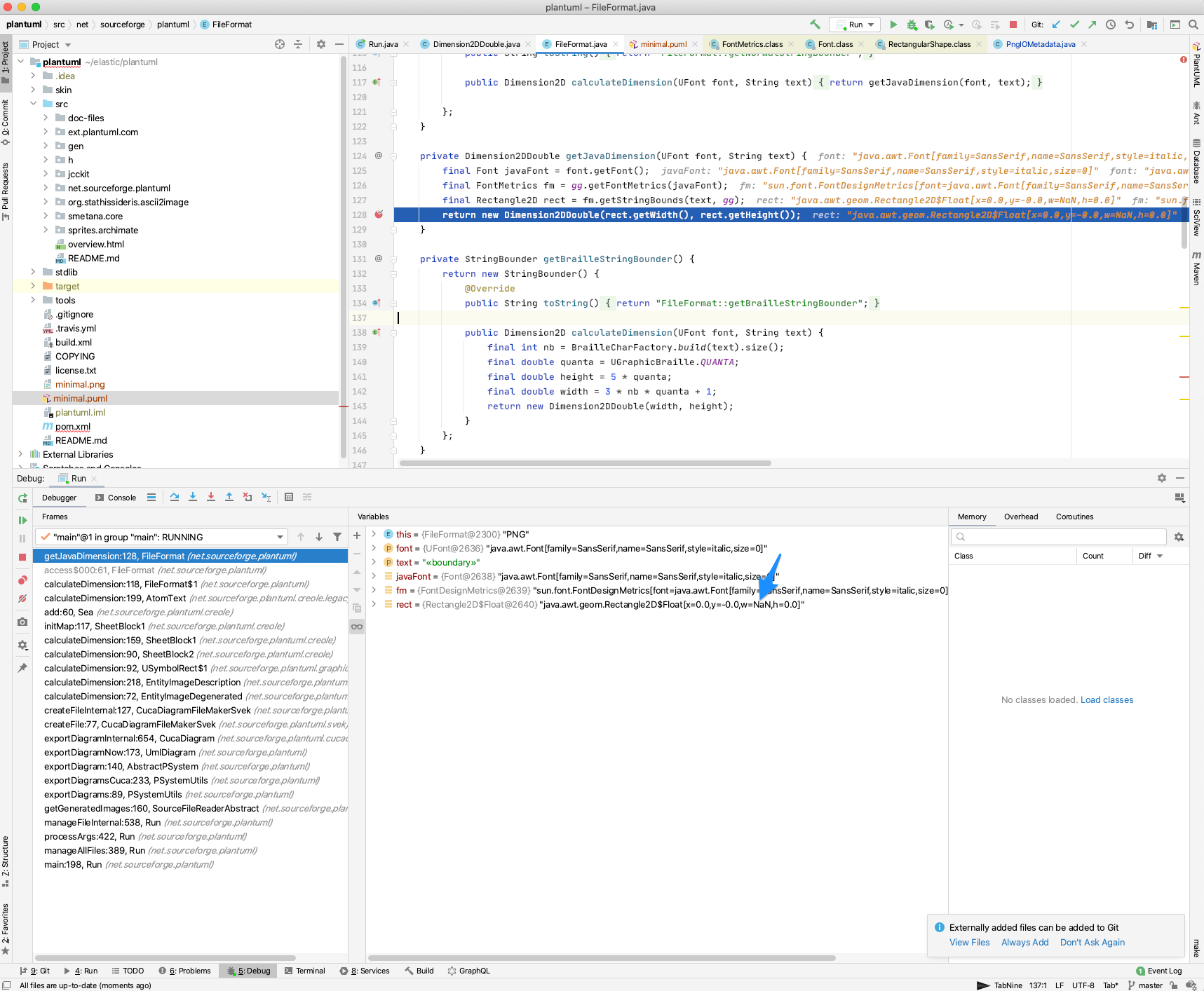java.lang.IllegalArgumentException on diagrams with empty