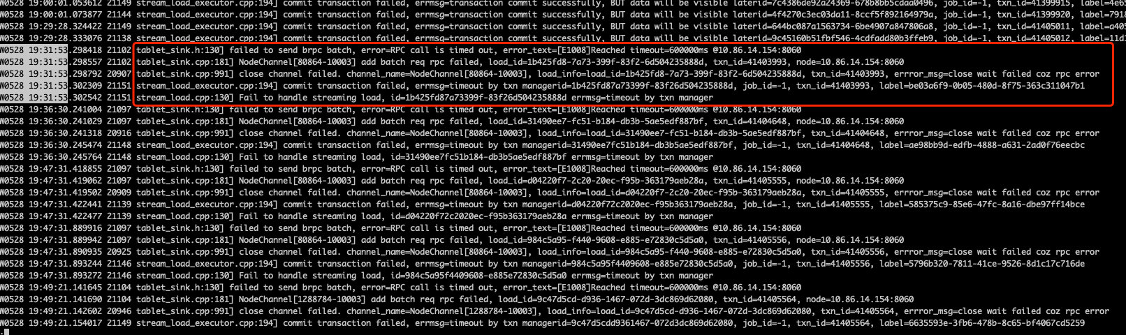 failed to send brpc batch · Issue #6744 · StarRocks/starrocks · GitHub