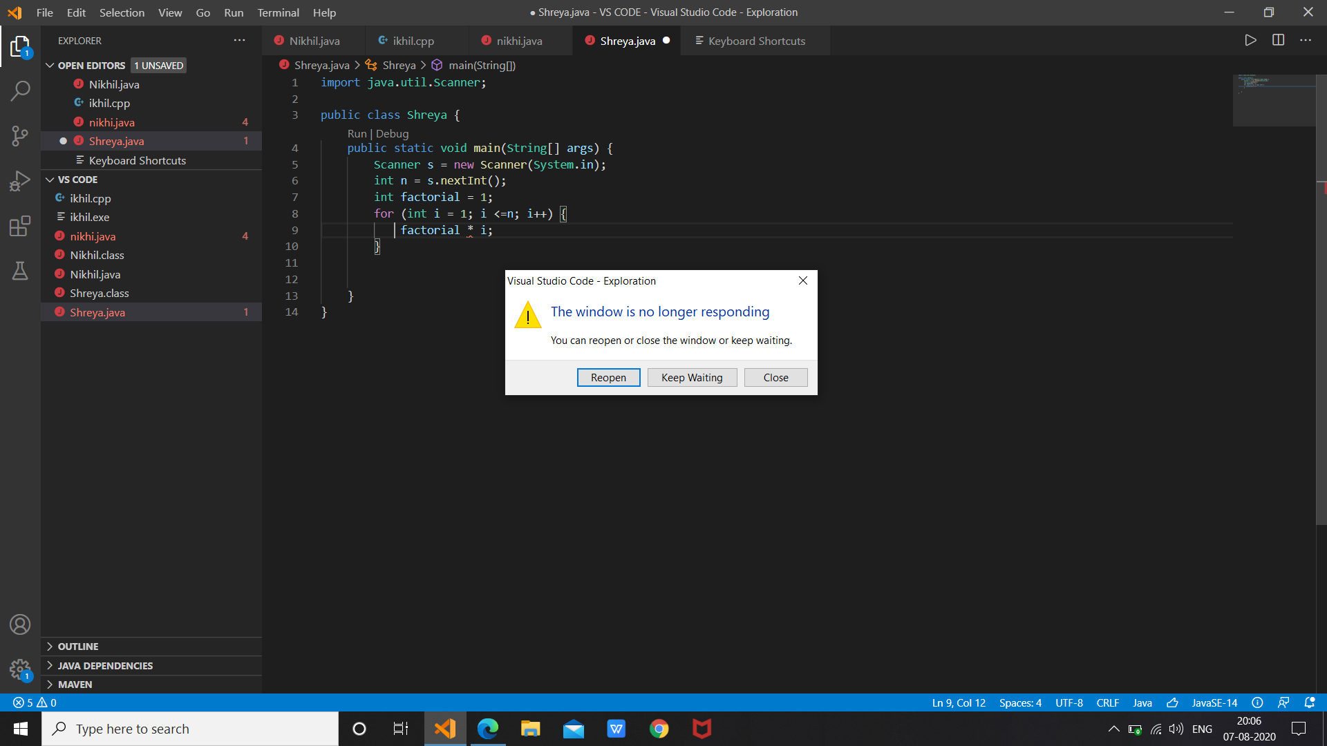 Visual Studio Code Is Not Responding It Shows Window Is Not Responding