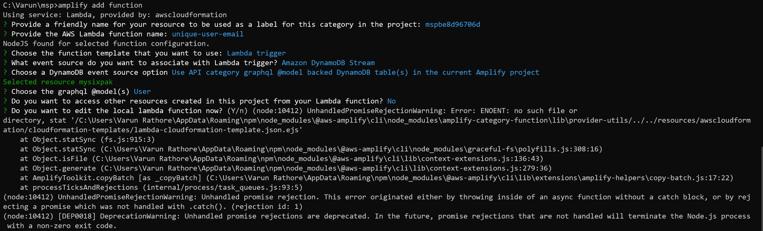 Unable to add a Lambda Trigger using CLI · Issue #4053 · aws-amplify ...