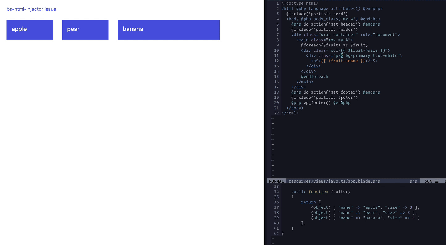 Browsersync HTML injector not designed for PHP, causes unintended side  effects · Issue #2069 · roots/sage · GitHub