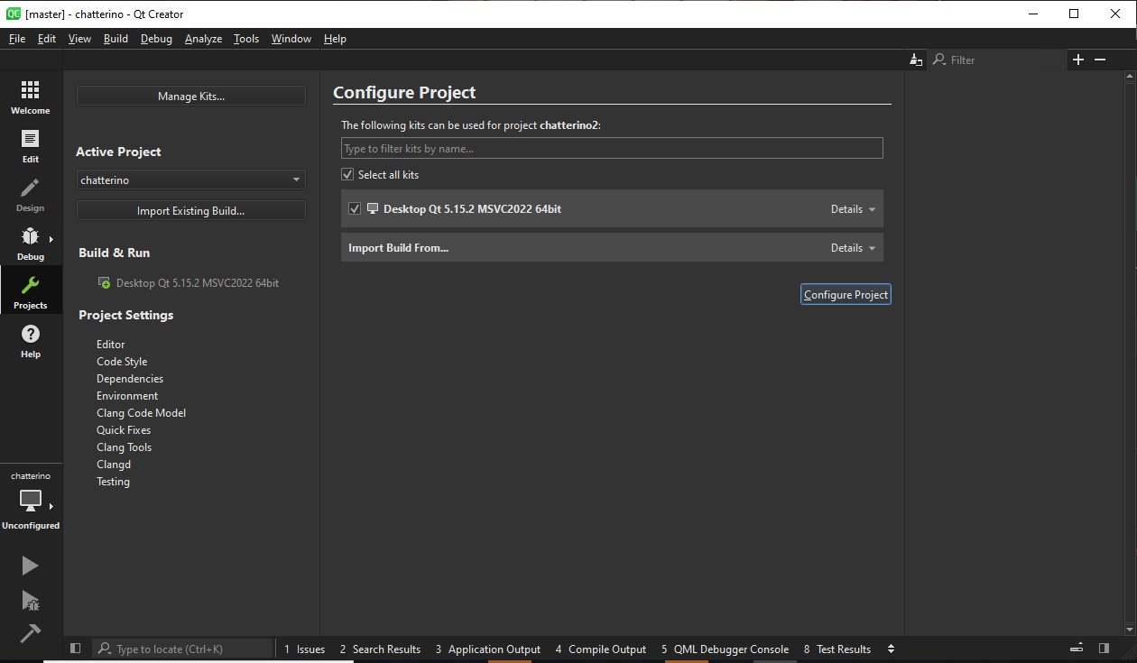 Qt Create Configure Project screenshot