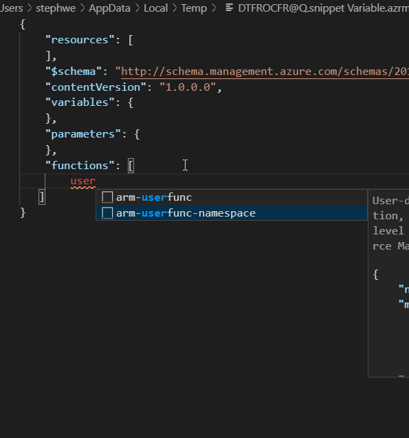 New user namespace and func snippets by StephenWeatherford · Pull ...