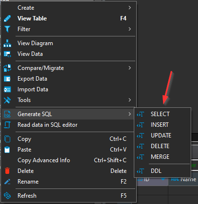 Add an option when generate SQL: 