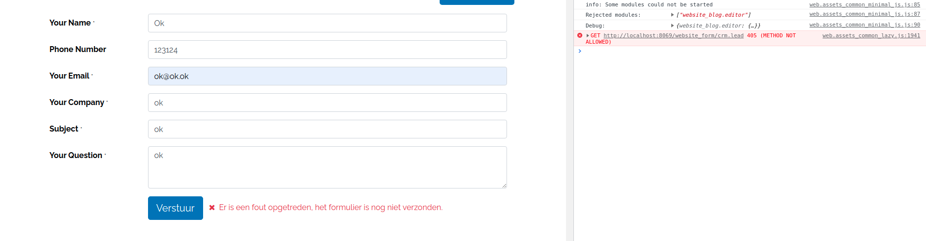 [14.0] Form builder submit error · Issue #74486 · odoo/odoo · GitHub