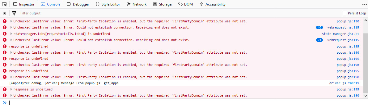 wappalyzer-debug-console