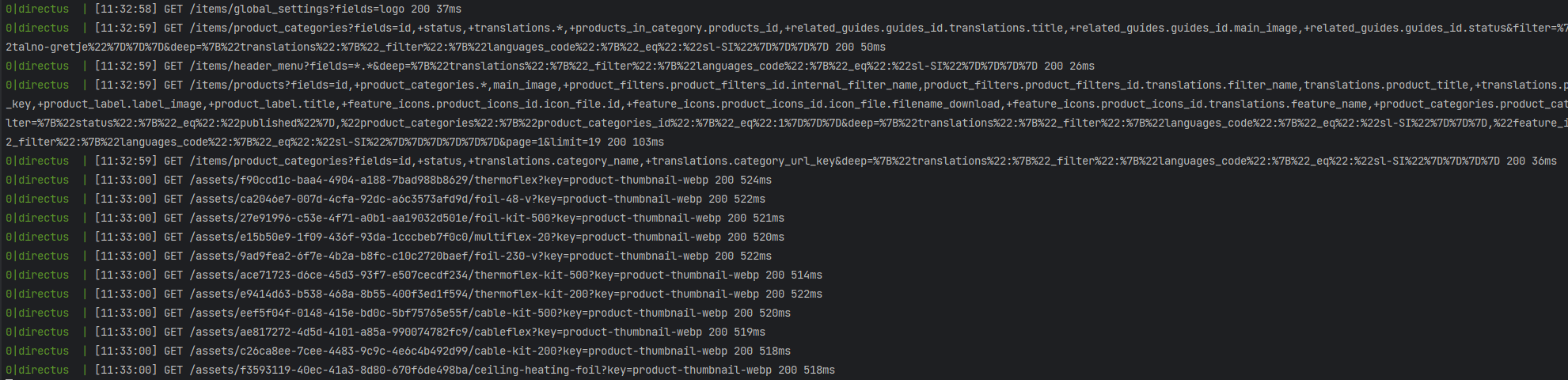 Loading assets has a long response time · directus directus ...