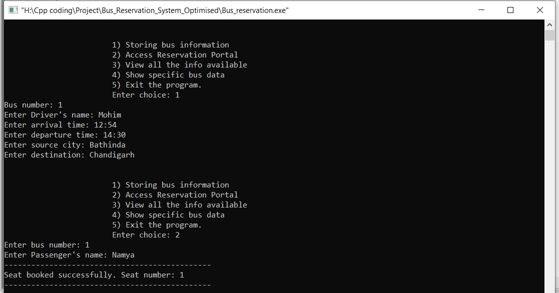 Bus Reservation System Python Code GitHub - Mohim-Singla/Bus_Reservation_System_Optimised