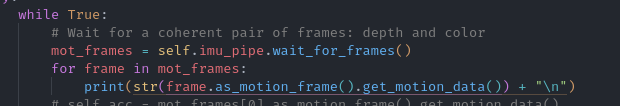 Access IMU and calculate Yaw Pitch and Roll while streaming RGB and ...