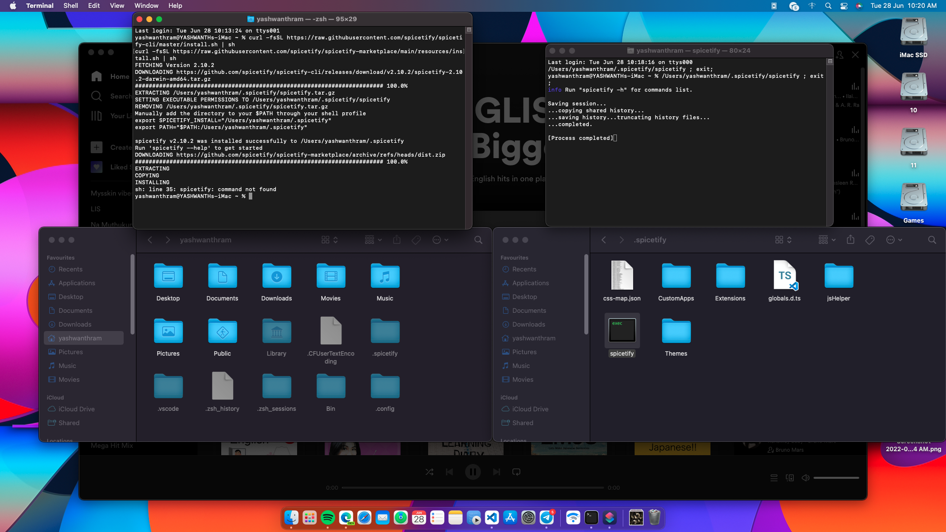 Gets Installed but doesn't run the command to show the reuslt. instead ...