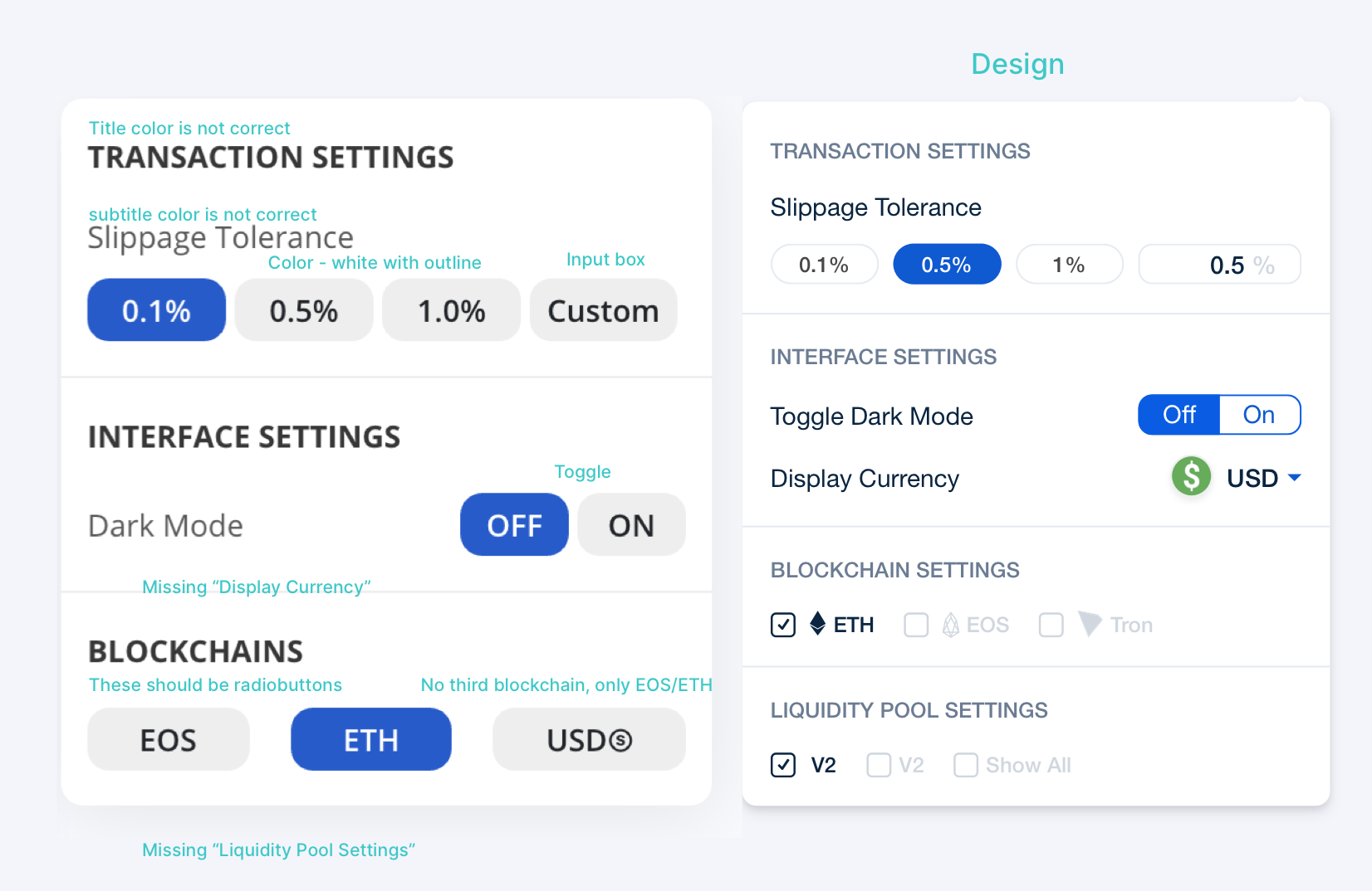 UI - Transaction Settings Menu · Issue #37 · bancorprotocol/webapp