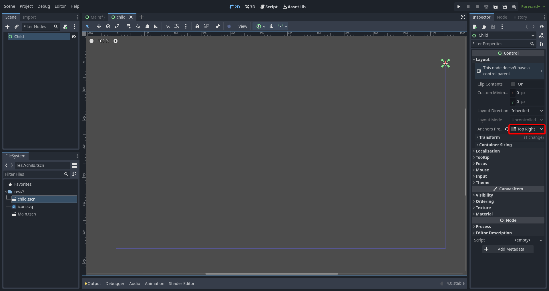 Control Anchors Preset aren't inherited well from child scenes · Issue