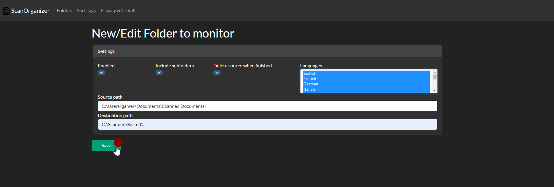 2022-09-11 13_07_43-New_Edit Folder to monitor - Scan Organizer - Brave