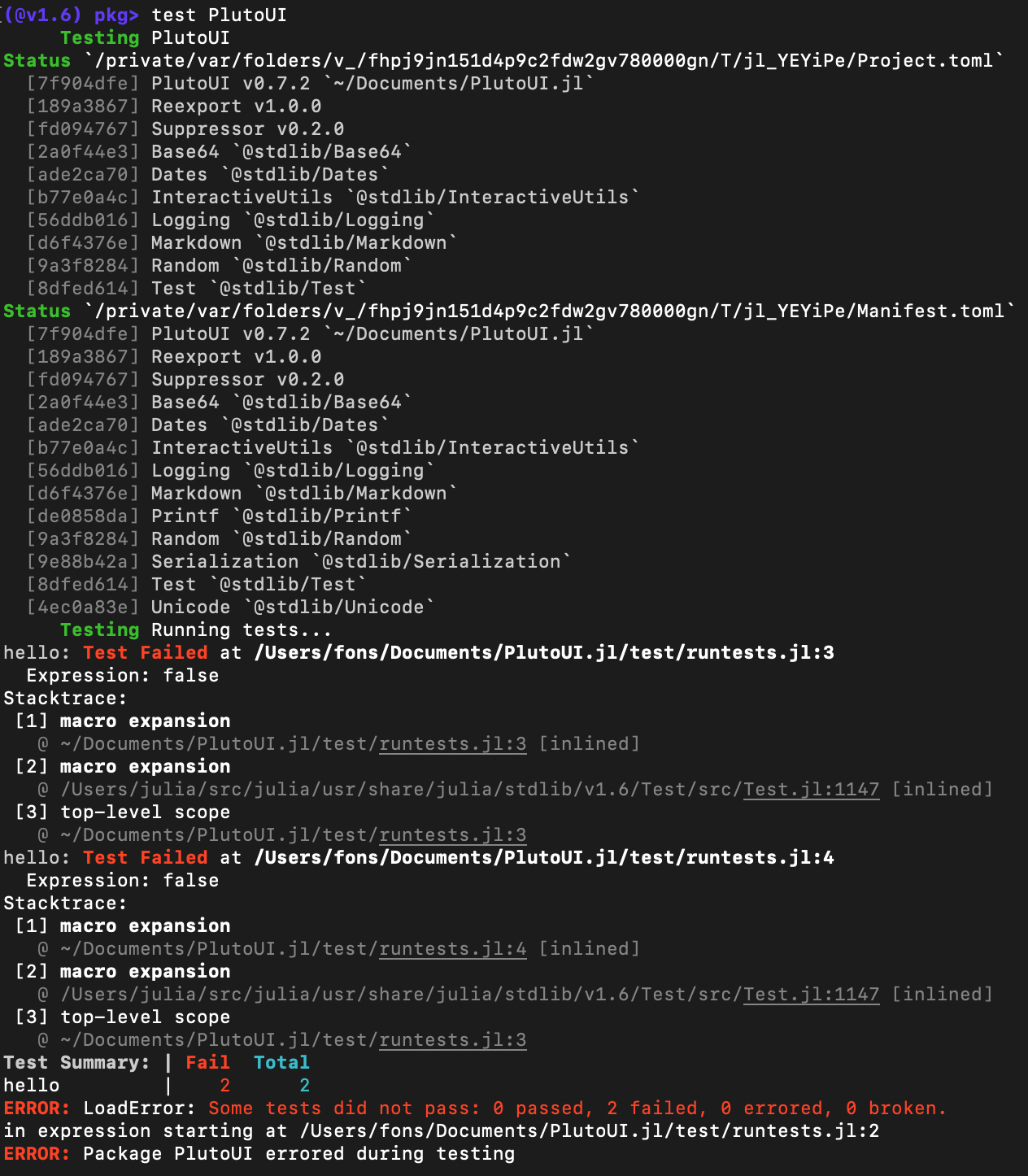 [FR] Clean stack trace for test failure · Issue #39925 · JuliaLang ...
