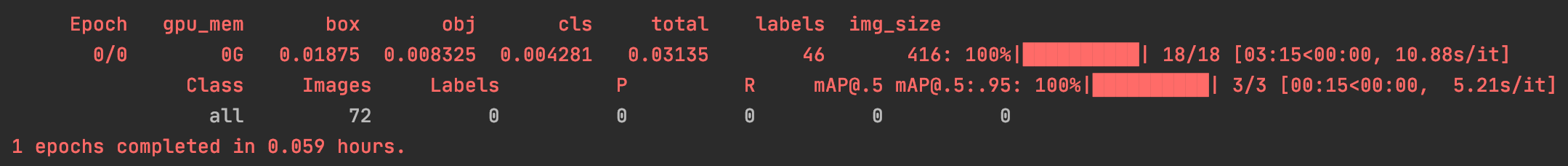 Class are not shown, and precision, recall and mAP is zero during and ...