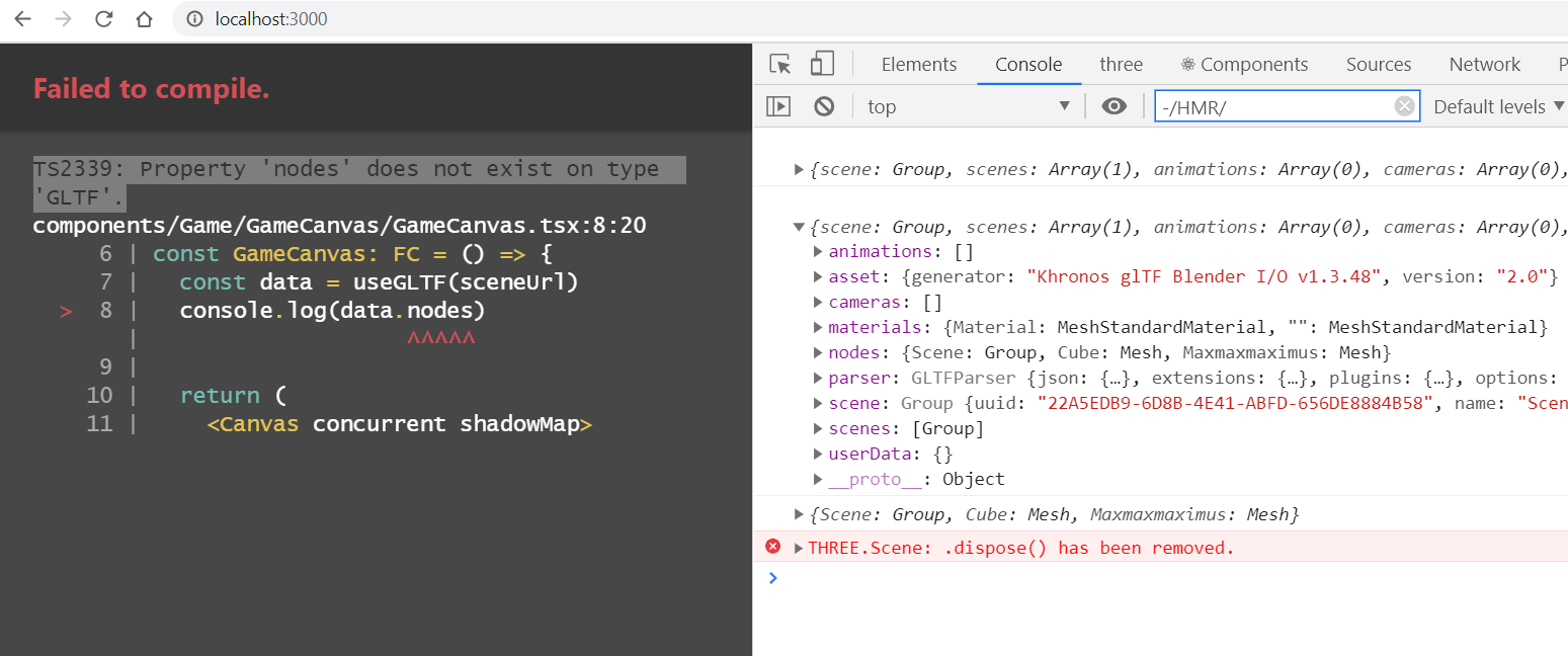 [BUG] TS2339: Property 'nodes' does not exist on type 'GLTF'. · Issue ...