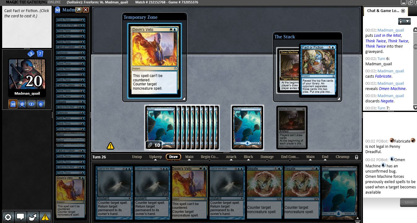 Omen Machine forces previously exiled spells to be used when a target ...