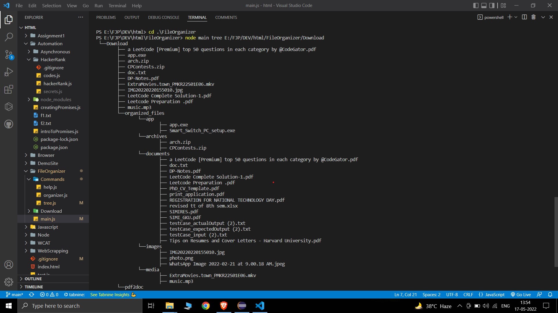 GitHub - AjuSingh/File_organizer: Created custom commands to organize ...