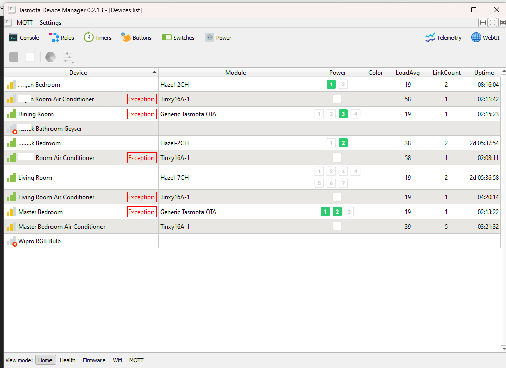Tasmota Device Manager shows "Exception" for some modules · arendst ...
