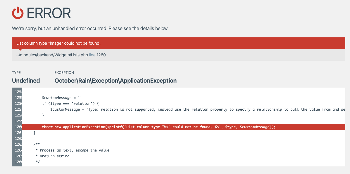 [2.0] List image type not found · Issue #5565 · octobercms/october · GitHub