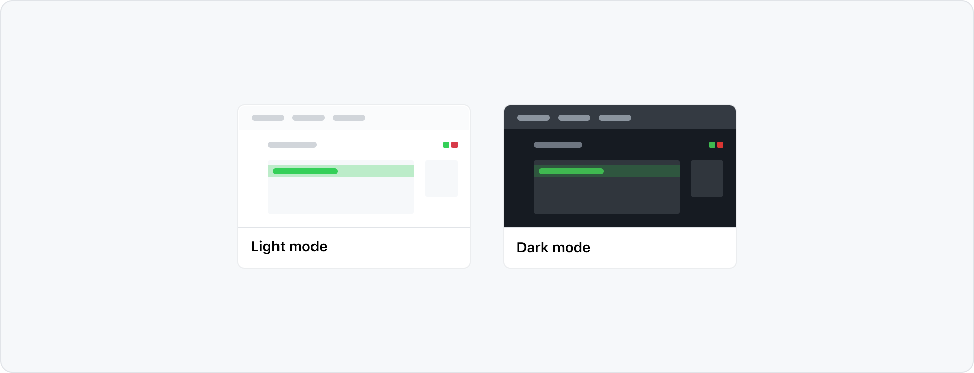 Image showing the two different types of color modes: light mode and dark mode