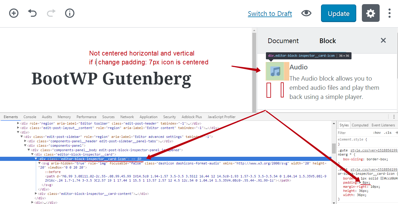 Center editor block icon · Issue #5404 · WordPress/gutenberg · GitHub